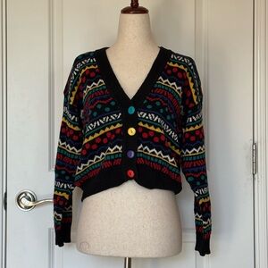 Multicolor Buttoned Women's Cardigan